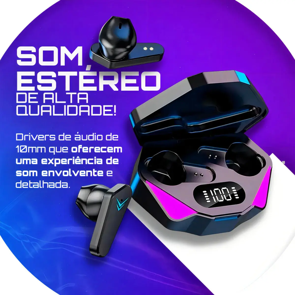 Fone De Ouvido Gamer Bluetooth JYW 025 Com Estojo Carregador - #4