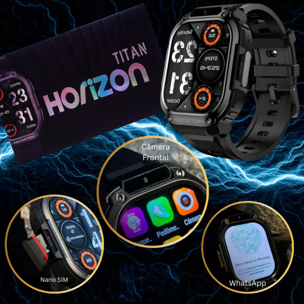 Smartwatch Wearzone Horizon Titan 4g Tela Amoled Proteção Panda Glass 2GB RAM 16GB ROM Ultra Robusto