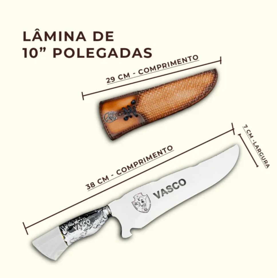 Faca Churrasco Personalizada 10 Pol Aço Inox do seu Time