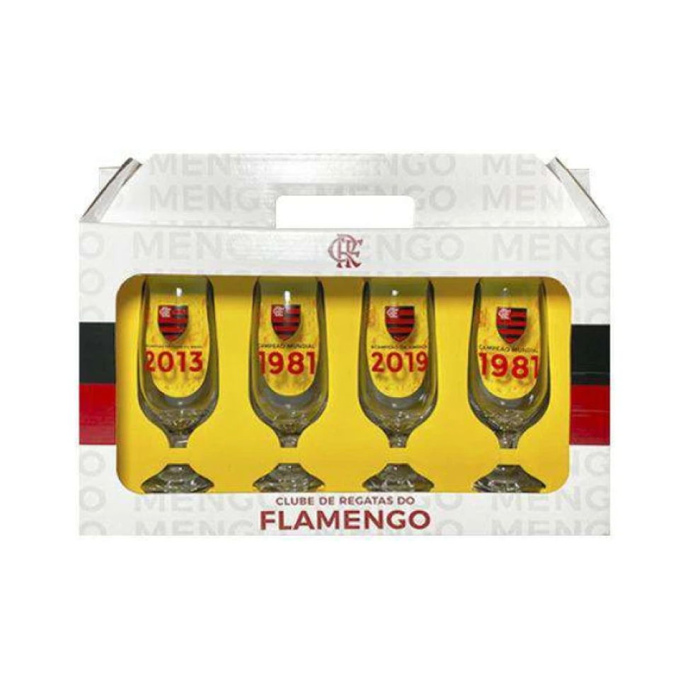 Taça de vidro floripa para chopp 300ml com 04 peças flamengo allmix - #3