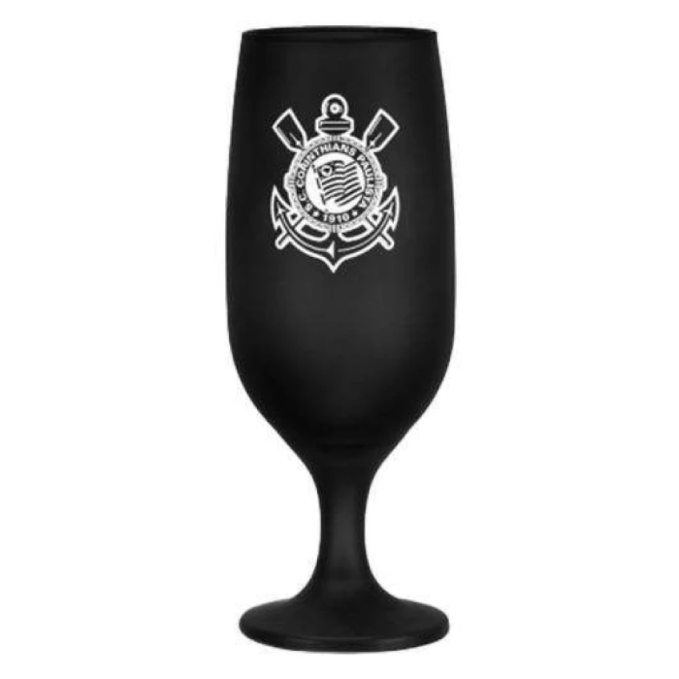 Taça de vidro floripa para chopp 300ml preta corinthians allmix