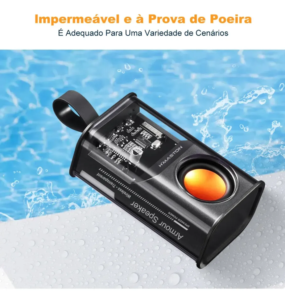 H'maston AM-24 Caixa De Som Bluetooth 5.0 Portátil Com Luz Rgb E Microfone - #6