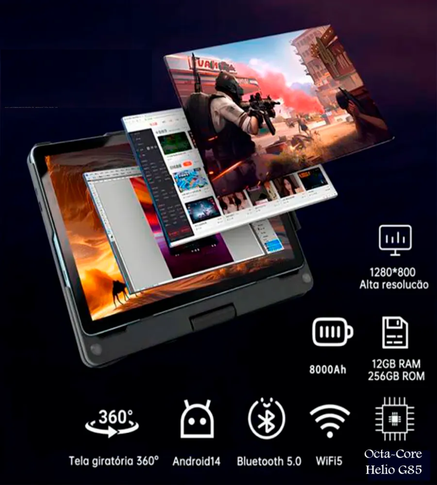 Tablet PC Gamer Tela 11 12GB RAM 256GB Armazenamento 5G Aceita Chip - Cinza - Thiweik - #7