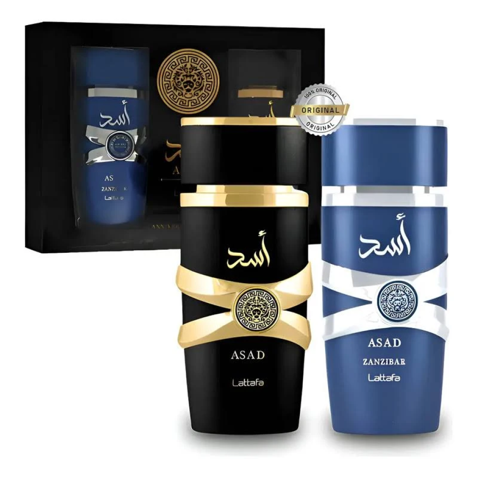 Kit Perfume Lattafa Asad 100ML + Asad Zanzibar 100ML - Masculino
