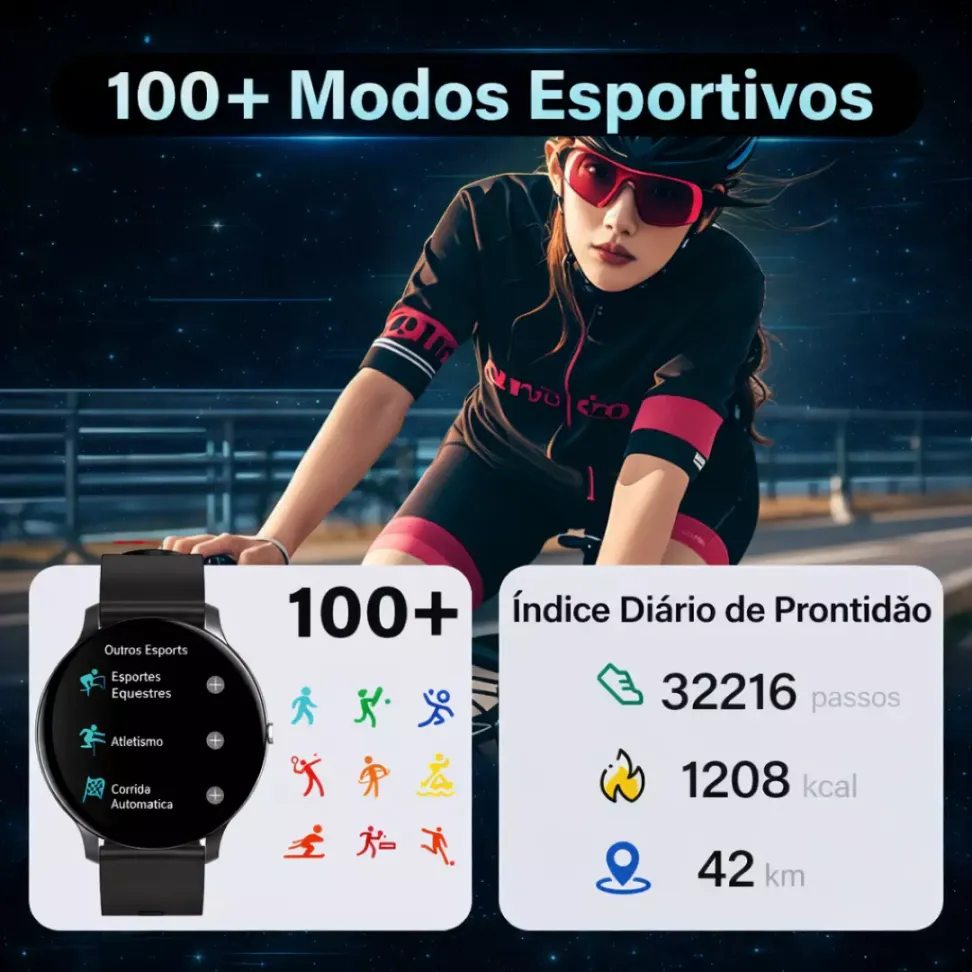 Smartwatch LaxasFit GT3 Amoled Chamadas Pulseira Extra Lançamento - Preto e Rosê Gold - #6