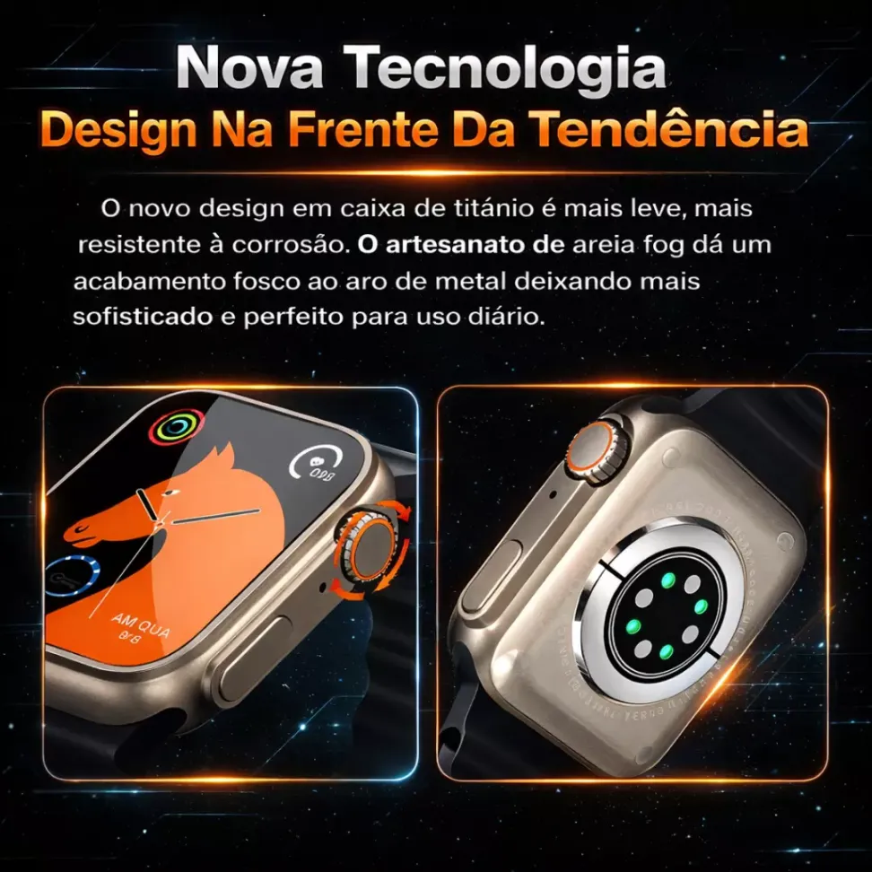 Smartwatch C11 Ultra 49mm Serie 11 Jogos Pulseira Extra Lançamento - Laranja - #5