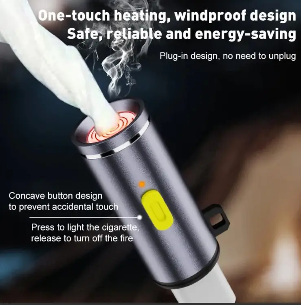 Isqueiro Elétrico Portátil USB Tipo-C Fêmea Recarregável com Chaveiro - #5