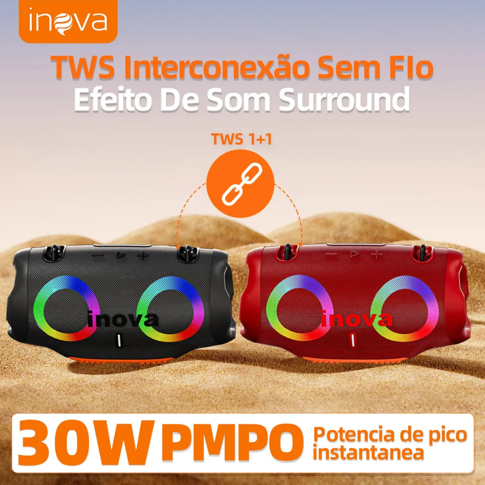 Caixa De Som Inova 30w Bluetooth Tws Estéreo Alta Hifi Festa À Prova D'água Ipx6à Com Rgb - #6