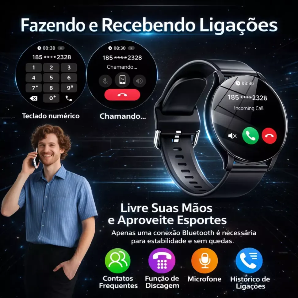 Smartwatch LaxasFit GT3 Amoled Chamadas Pulseira Extra Lançamento - Preto e Rosê Gold - #4
