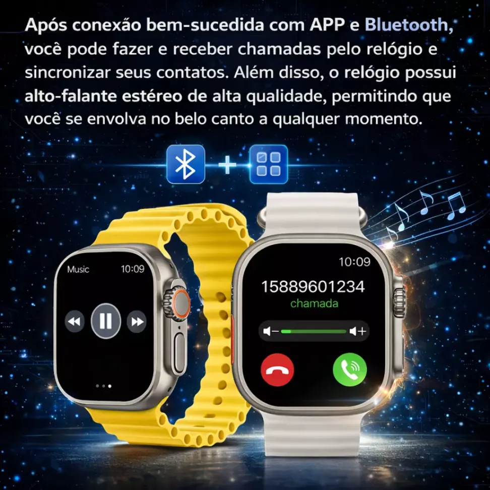 Smartwatch C11 Ultra 49mm Serie 11 Jogos Pulseira Extra Lançamento - Laranja - #2