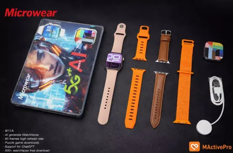 Smartwatch Microwear W11Ai Android 5G 2/16GB Amoled Chip Camera Wifi - Preto, Prata e Titânio Gold