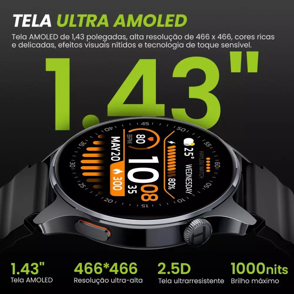 Smartwatch Haylou Watch 4S com GPS, Tela AMOLED de 1.43 - #6
