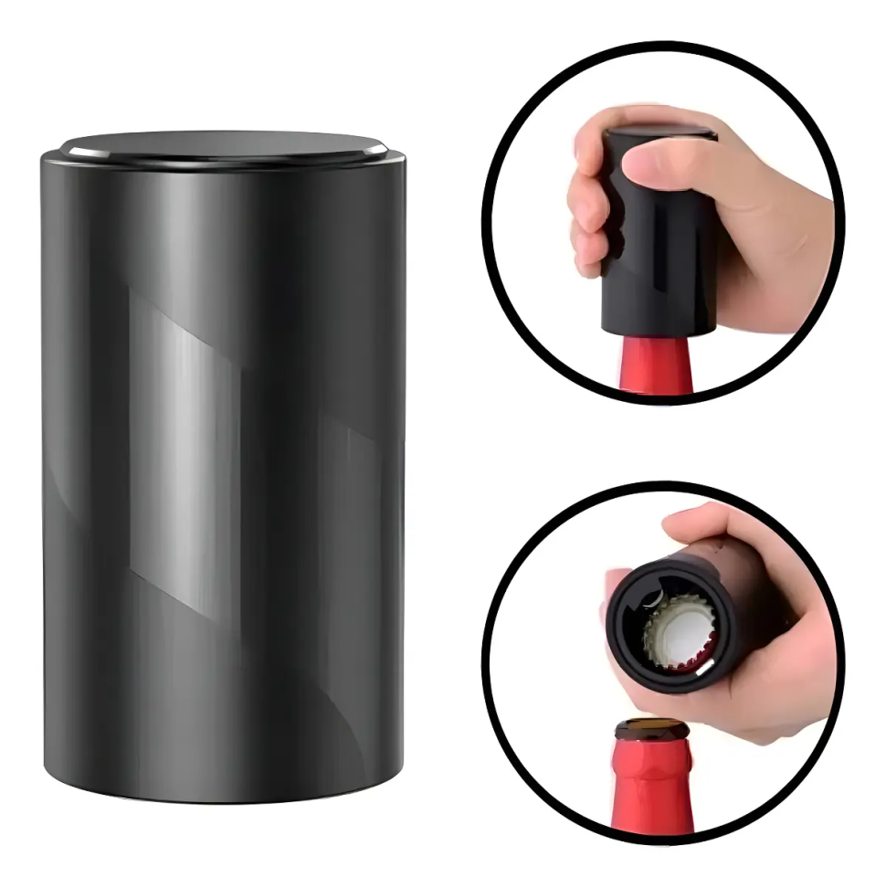 Abridor de Garrafas Magnético Automático Preto Para Cerveja