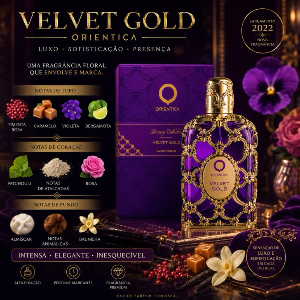 Perfume Árabe Luxury Collection Velvet Gold Orientica Unissex Edp ROXO 100Ml