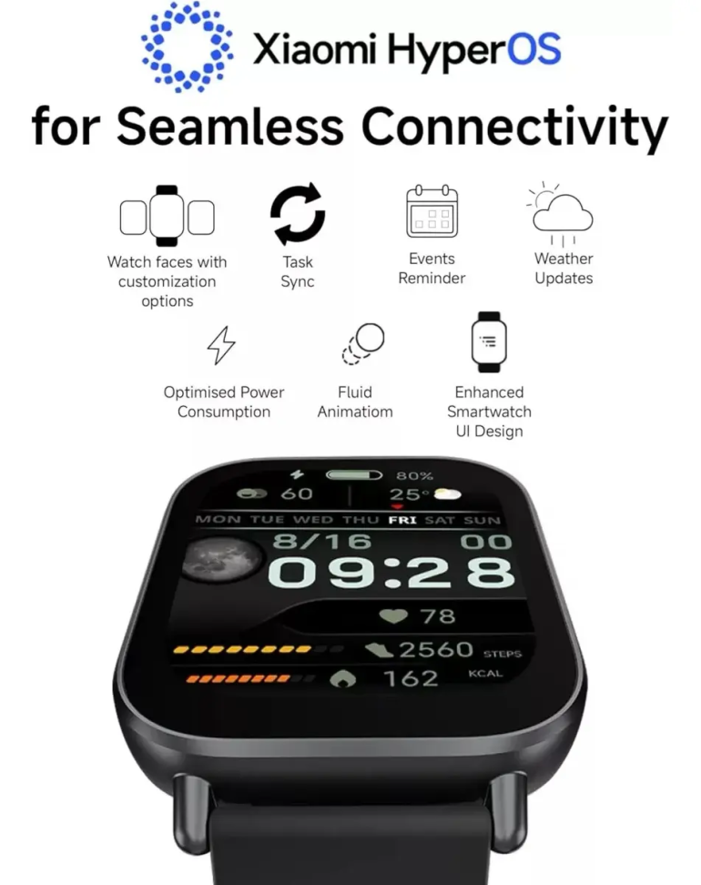 Smartwatch Redmi Watch 5 Active Preto, com Alexa e Tela de 2"