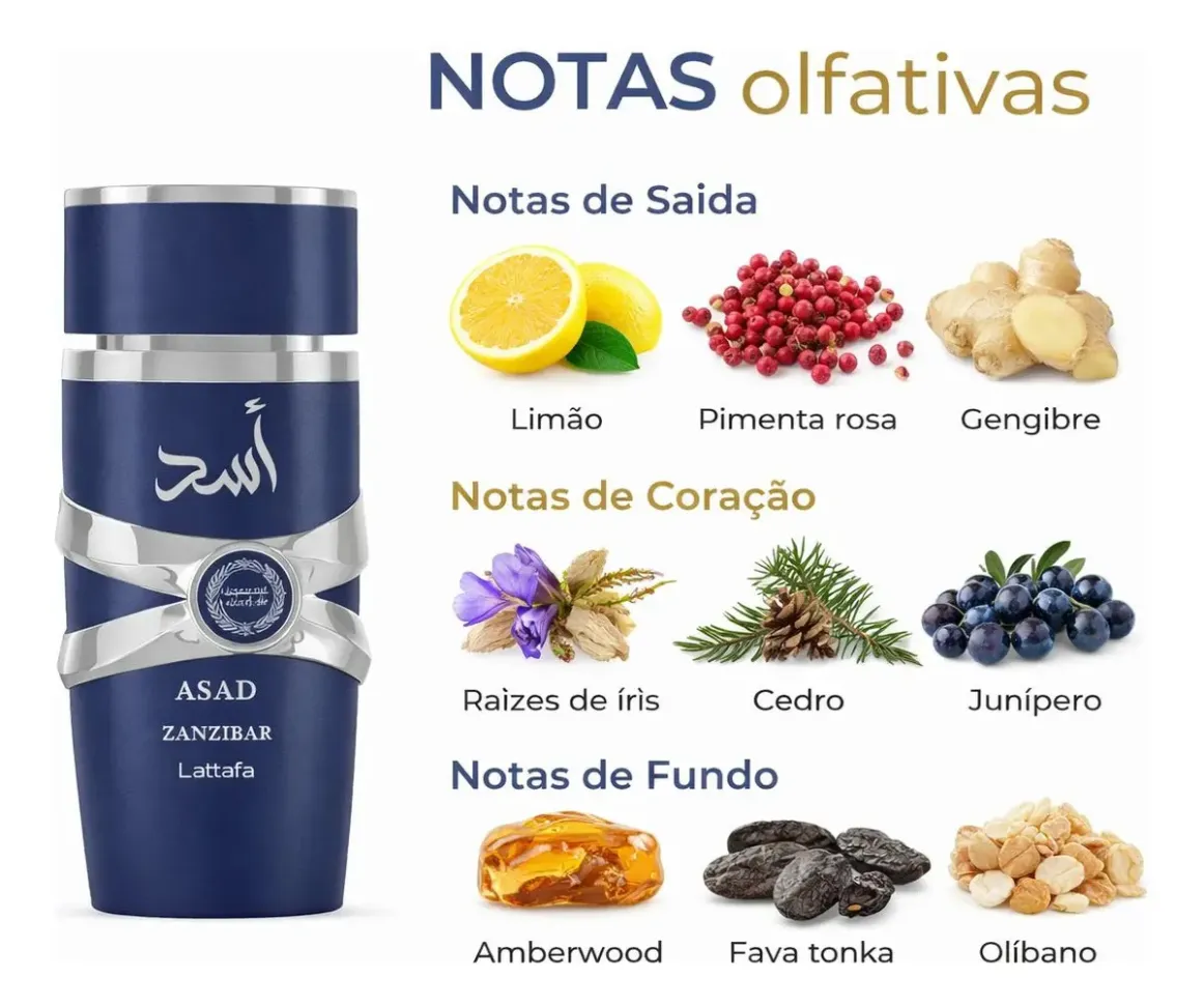 Perfume Lattafa Asad Zanzibar Limited 100ml árabe masculino - #4