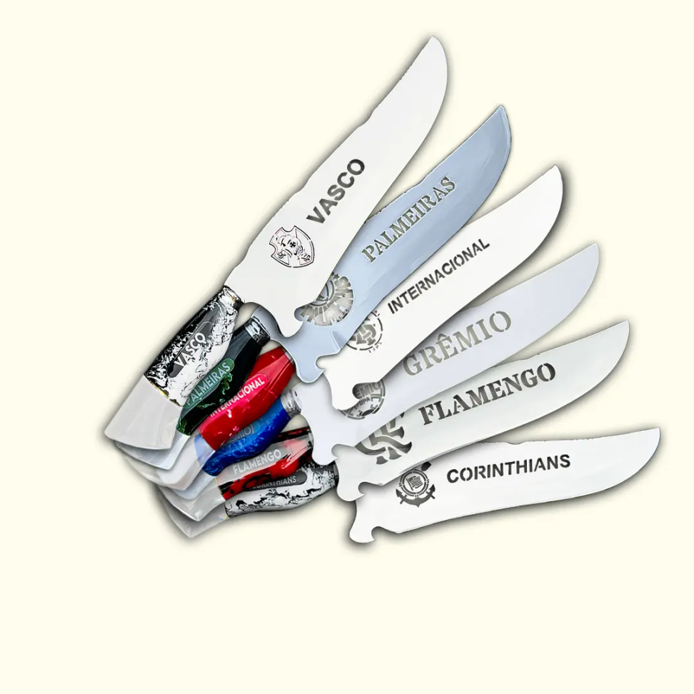 Faca Churrasco Personalizada 10 Pol Aço Inox do seu Time