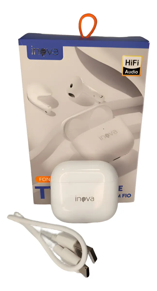 Fone de Ouvido Bluetooth Inova FON-13009 Sem Fio TWS Estéreo Case 300mAh Chamadas Música