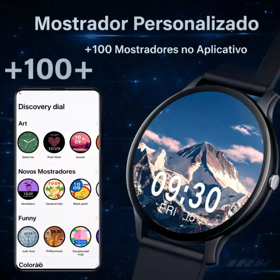 Smartwatch LaxasFit GT3 Amoled Chamadas Pulseira Extra Lançamento - Preto e Rosê Gold - #7