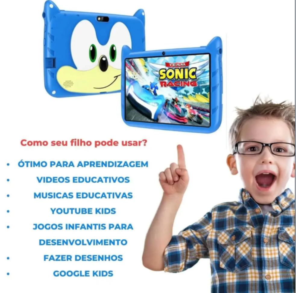 Tablet Infantil Sonic 64GB + 3GB ram Apps Educativos Jogos YouTube WiFi 5G - Disney - #9