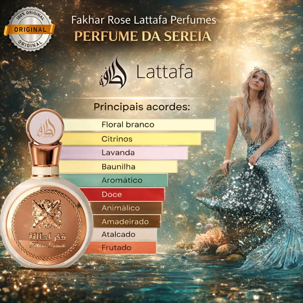 Perfume Lattafa  Fakhar Rose Sereia Edp Feminino 100ml