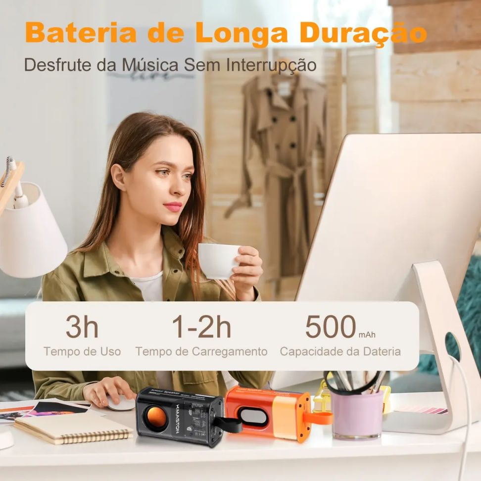 H'maston AM-24 Caixa De Som Bluetooth 5.0 Portátil Com Luz Rgb E Microfone - #3