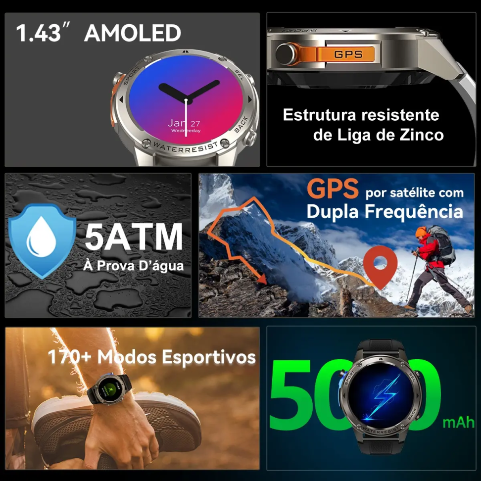 Smartwatch WearZone Brave Sport, com GPS e Resistência Militar IP69K - #3