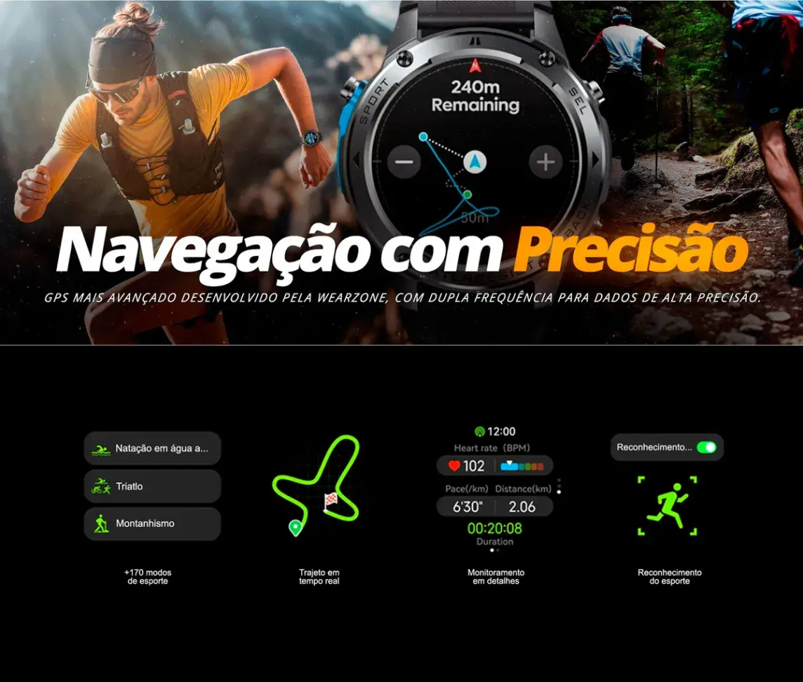 Smartwatch WearZone Brave Sport, com GPS e Resistência Militar IP69K - #5