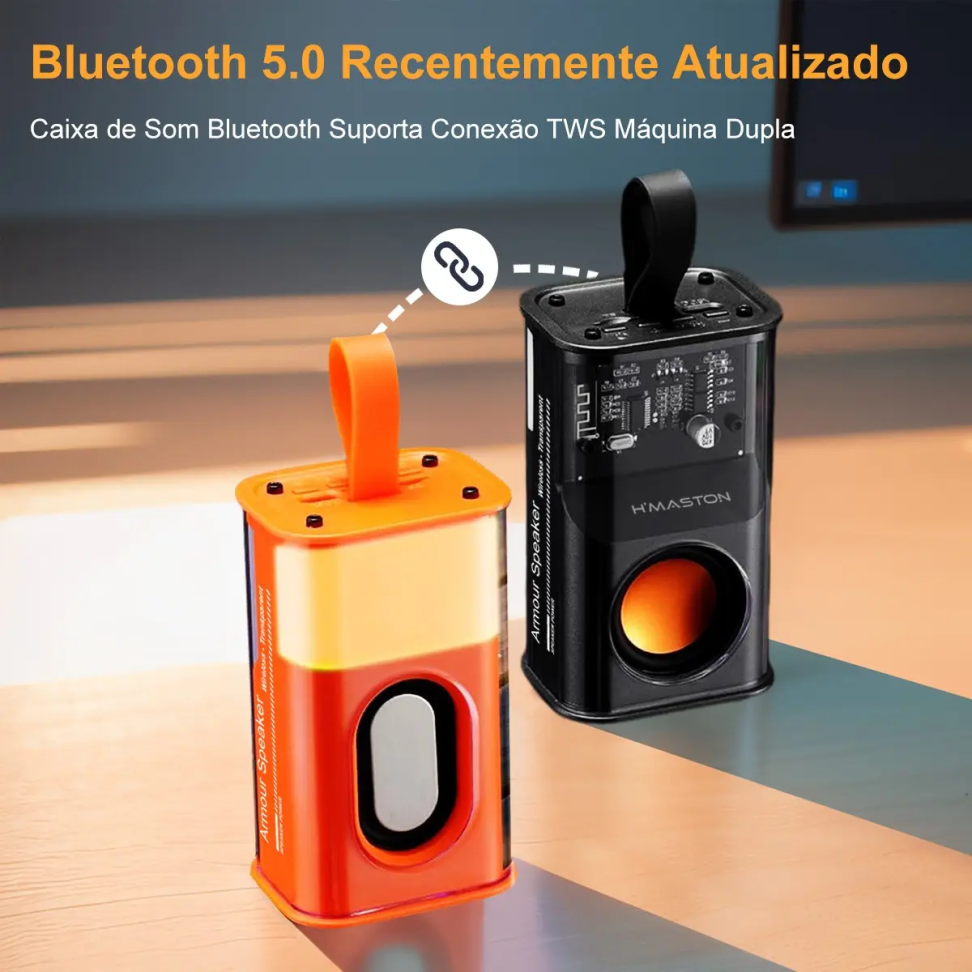 H'maston AM-24 Caixa De Som Bluetooth 5.0 Portátil Com Luz Rgb E Microfone - #5