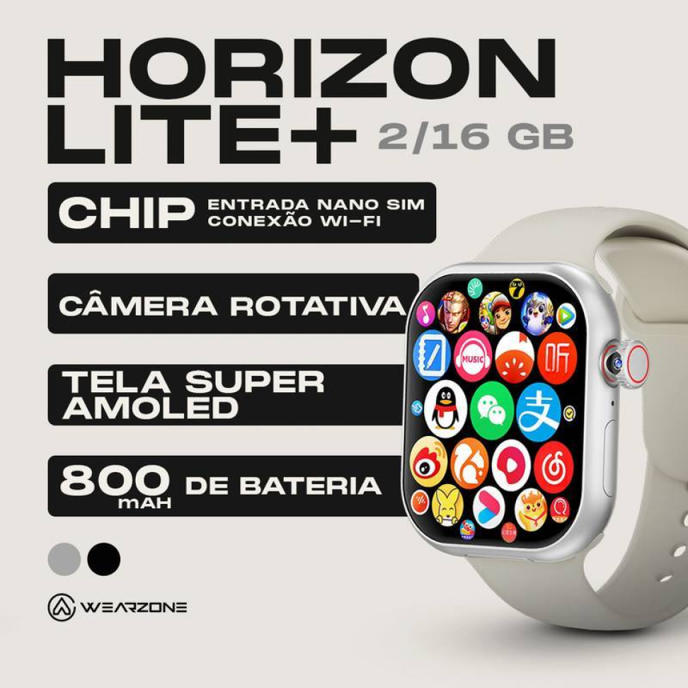 Smartwatch Wearzone Horizon Lite + Chip 4g Câmera Gps