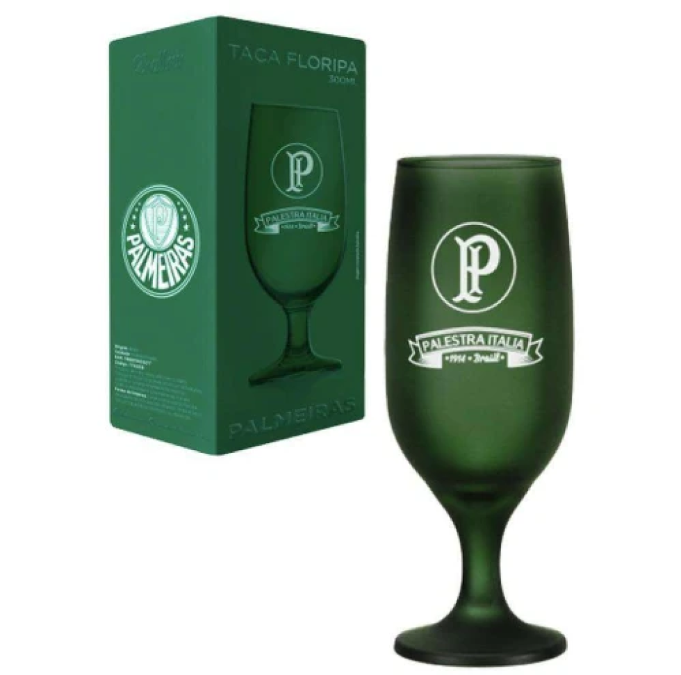 Taça de vidro floripa para chopp 300ml verde Palmeiras allmix
