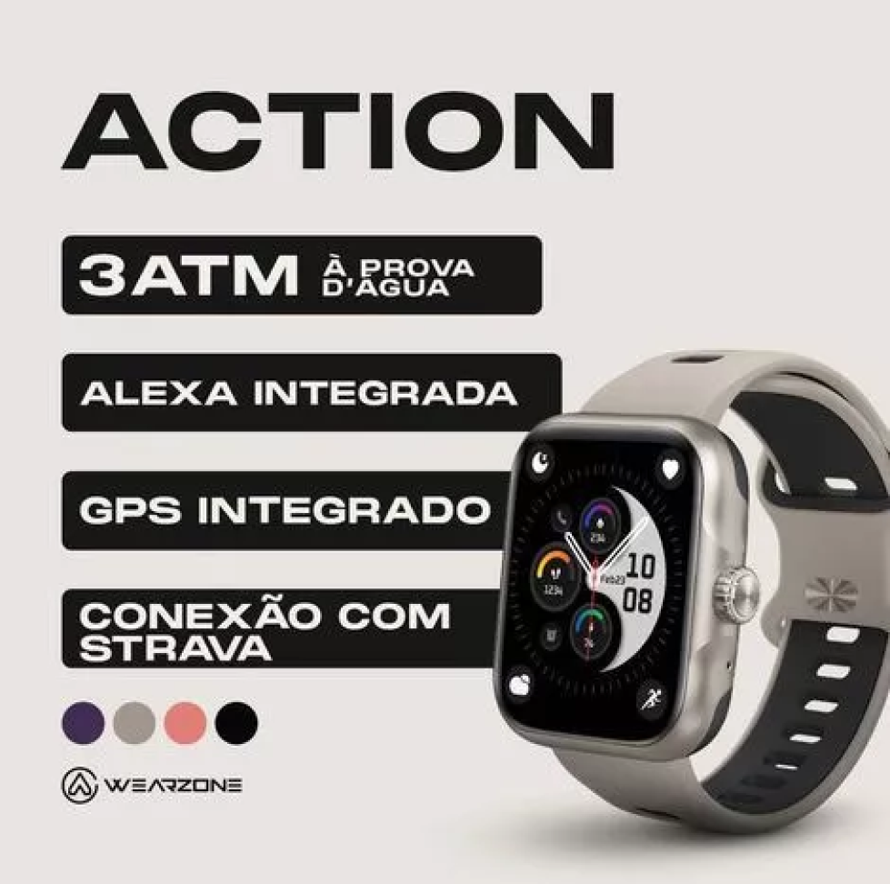 Smartwatch Wearzone Action | Esportivo | A prova D'Água, GPS integrado e 7 Dias de Bateria