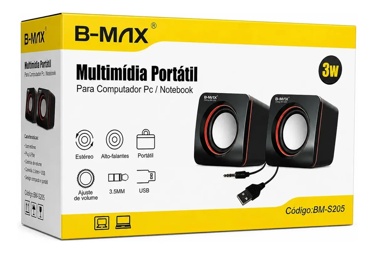 Caixa De Som Multimidia Portatil 3w Para Pc E Note B Max - #5