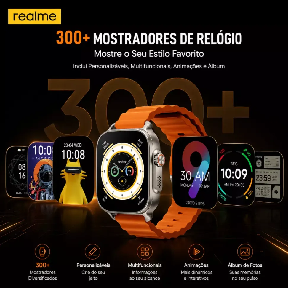 Smartwatch Realme Watch 5 Amoled GPS NFC - Preto e Prateado - #7
