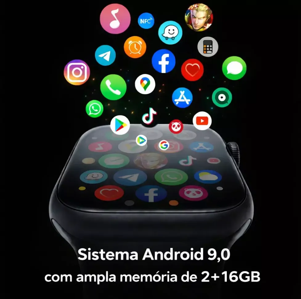Smartwatch Microwear Ultra 4 Ai 5G 2/16GB Amoled Chip Android Camera Wifi - Preto e Titânio Gold - #9