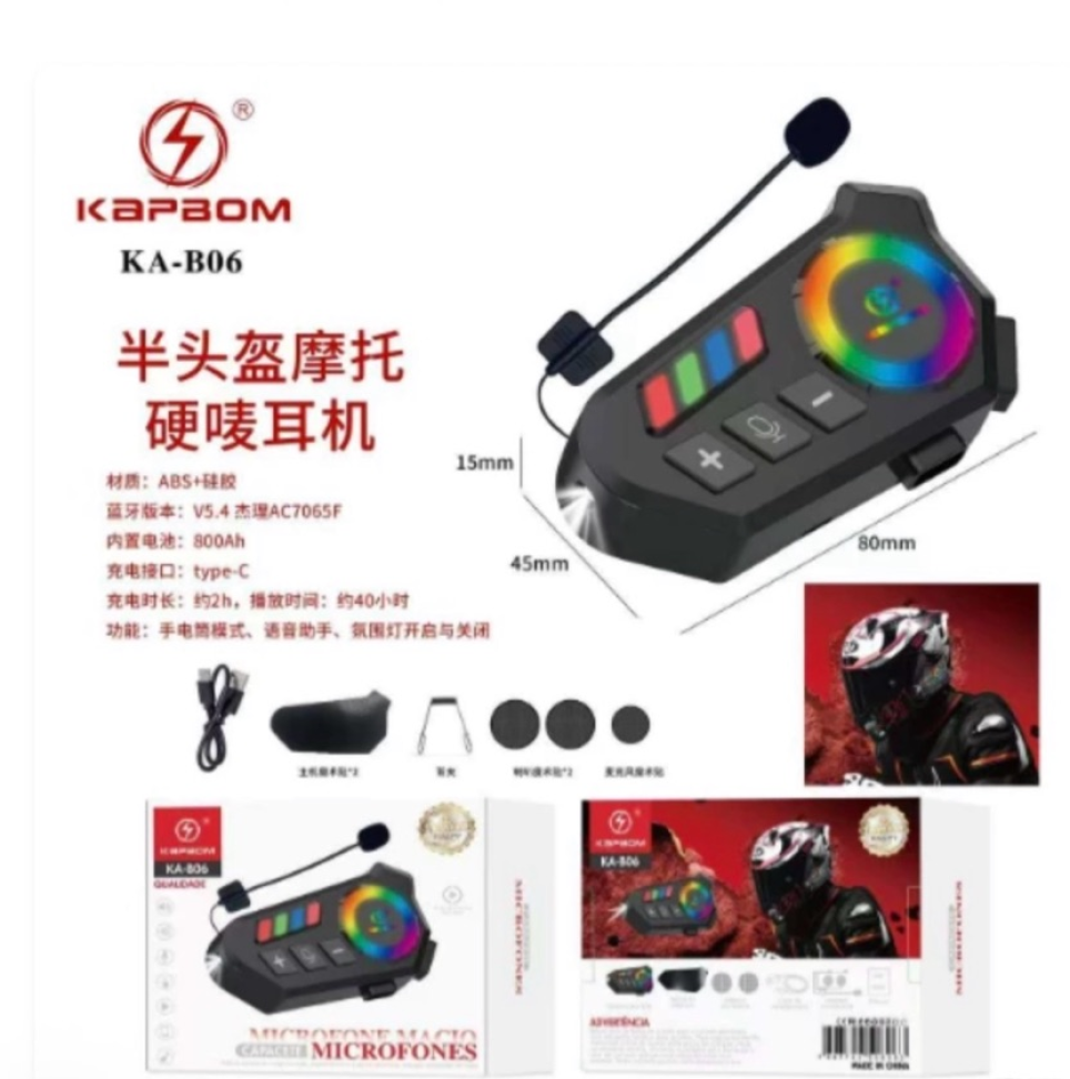 Fone De Ouvido Para Capacete Moto Bluetooth Rgb Sem Fio - #6