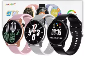 Smartwatch LaxasFit GT3 Amoled Chamadas Pulseira Extra Lançamento - Preto e Rosê Gold - #1
