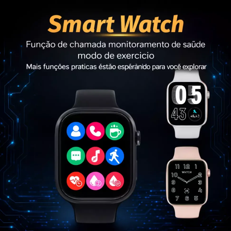 Smartwatch CS11 47mm Serie 11 Jogos Pulseira Extra Lançamento - Preto, Branco e Rosa - #8