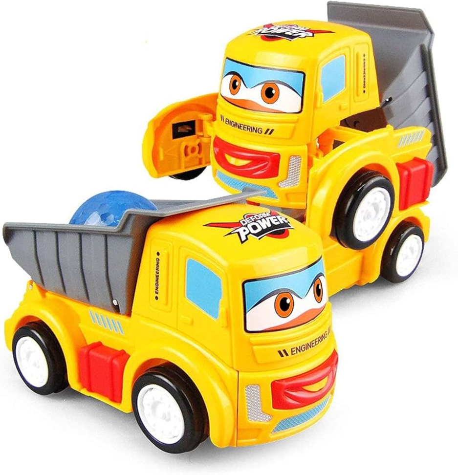 Caçamba Carro Vira Robô - Transformers c/ Som e Bola Giratória de Luz