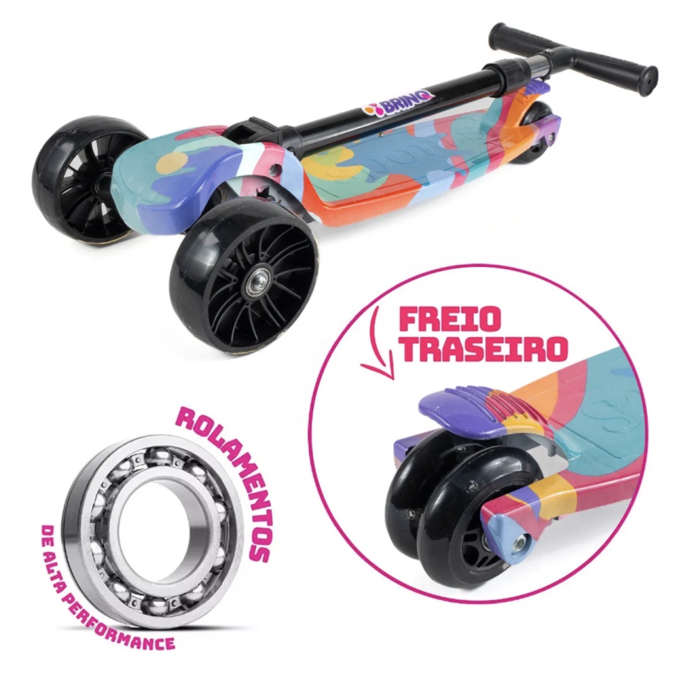 Patinete Infantil 3 Rodas Dobrável Com Led - #5