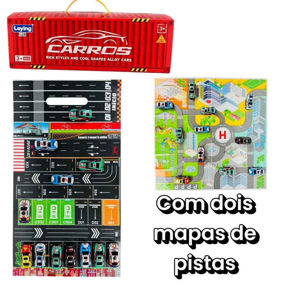 Kit Container c/ 48 Mini Carrinhos De Fricção De Metal Com 2 Pistas - #3