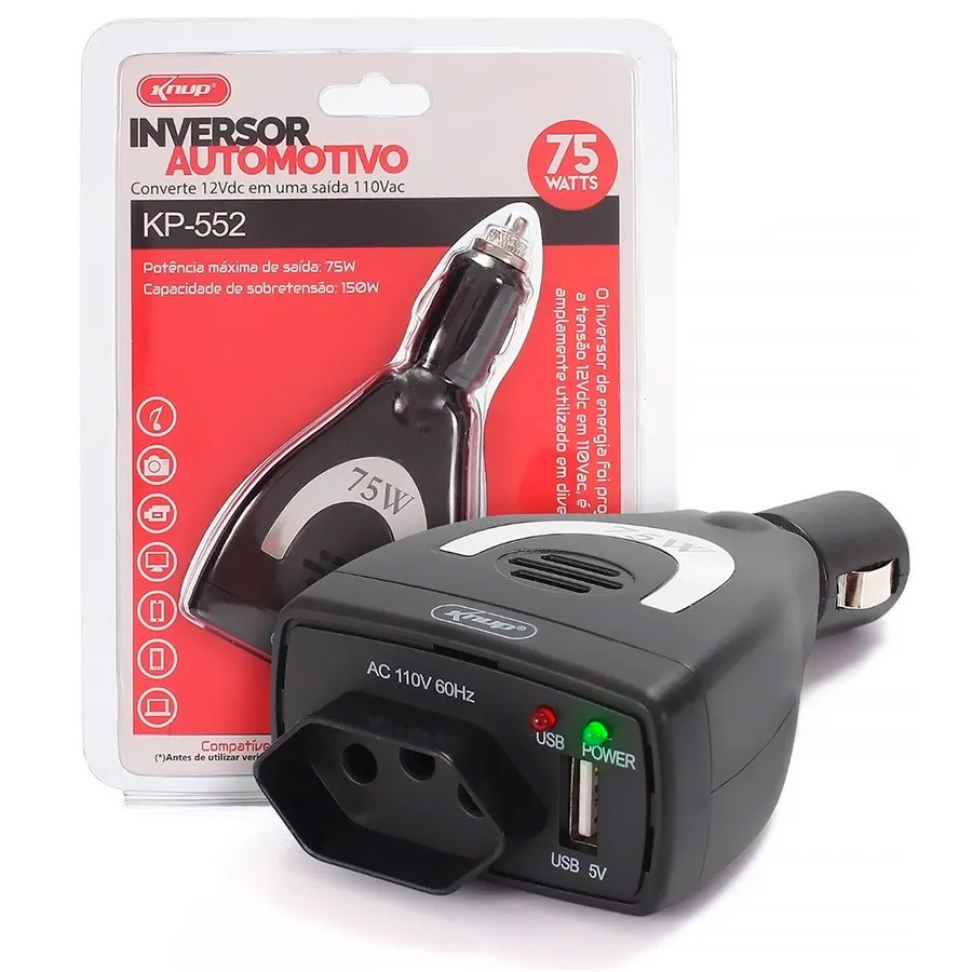 Inversor Automotivo 12V P/ 110V 75W