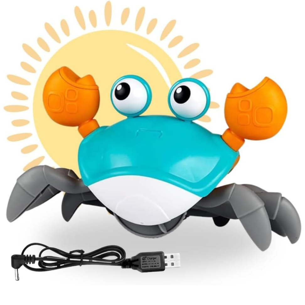 Caranguejo Fujão - Brinquedo Musical Recarregável com Sensor de Obstáculos