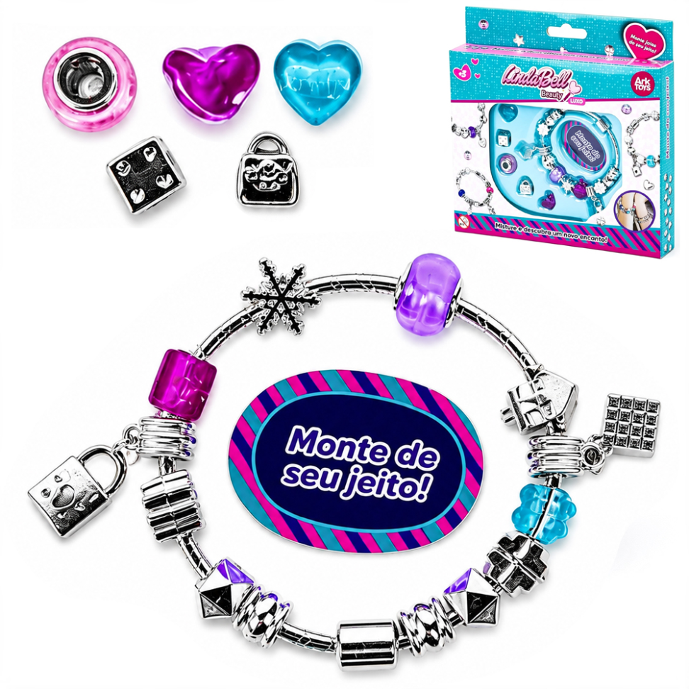 Kit Pulseira Infantil Berloques Pingentes e Acessórios 19 peças