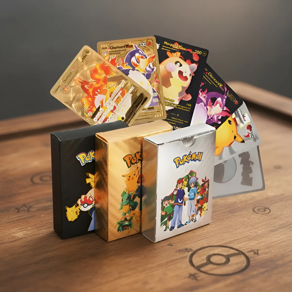 Kit 55 Cartas Brilhantes Pokémon Importadas (Black, Gold, Silver)