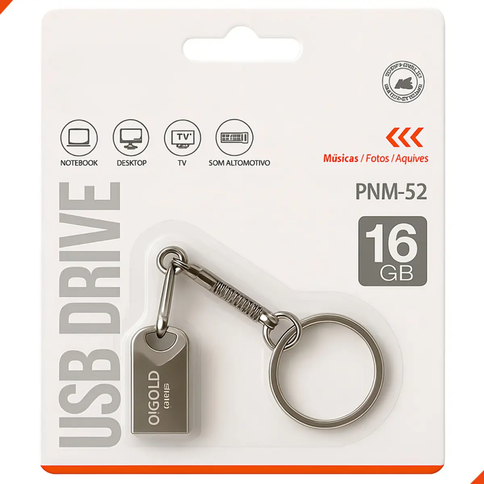 Pendrive 16GB Prateado com Chaveiro