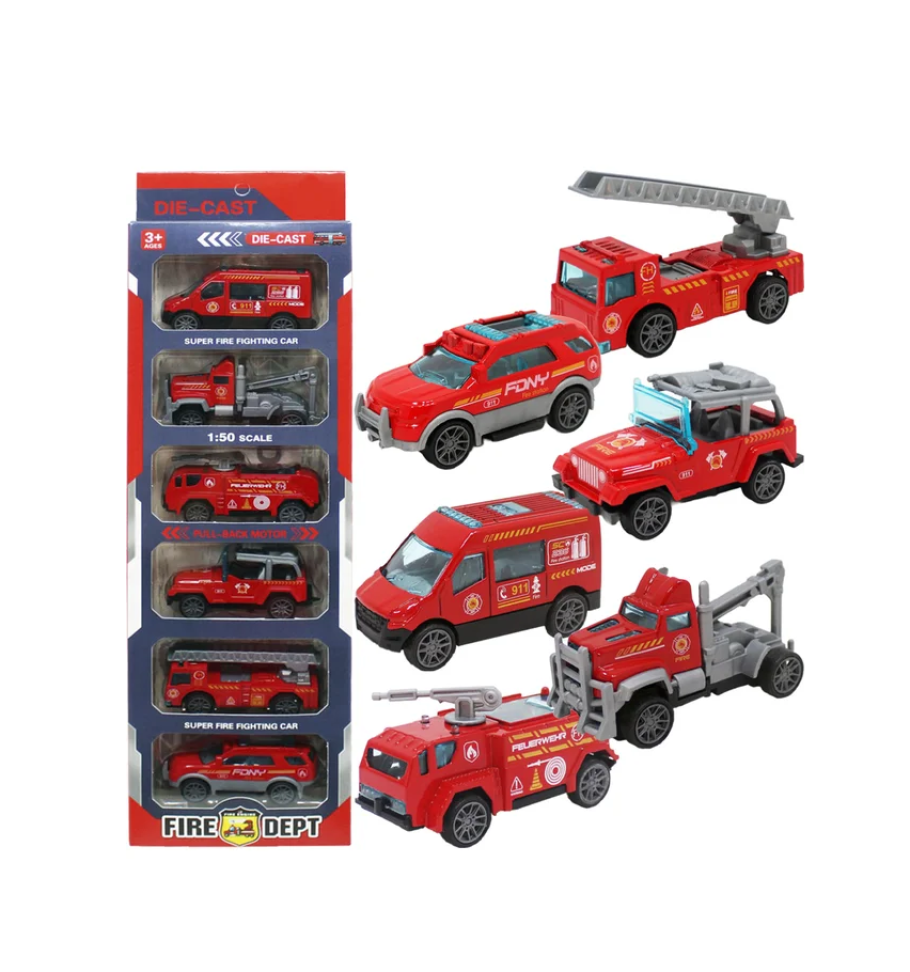 Kit Carrinho Miniatura Bombeiro Metal e C/ fricçao
