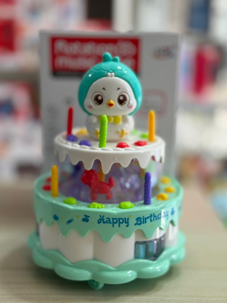 Bolo de Aniversário Musical Giratório Com Som e Luz