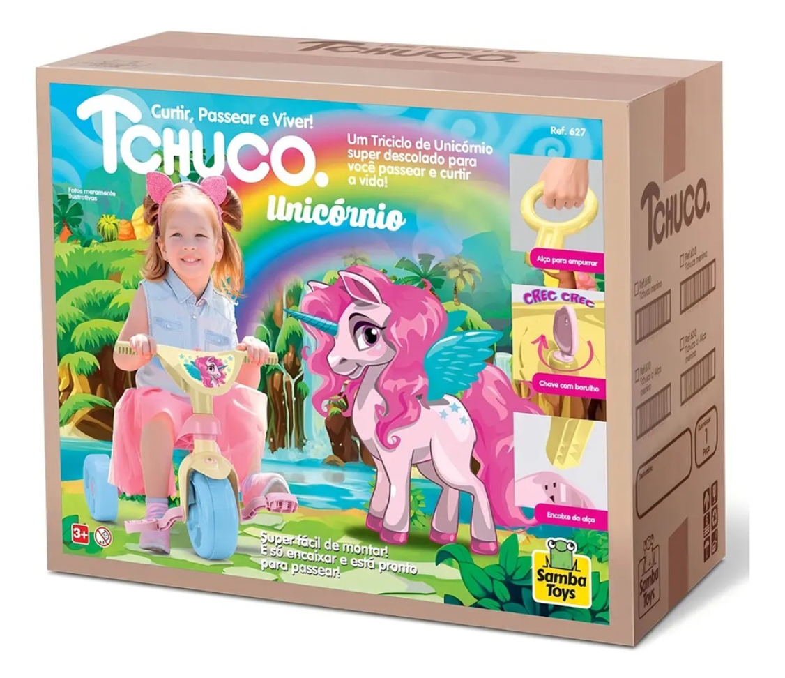 Triciclo Tchuco Unicórnio Com Haste