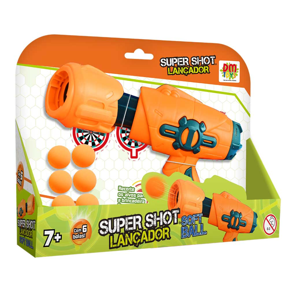 Lançador Super Shot Soft Ball com 6 Bolas